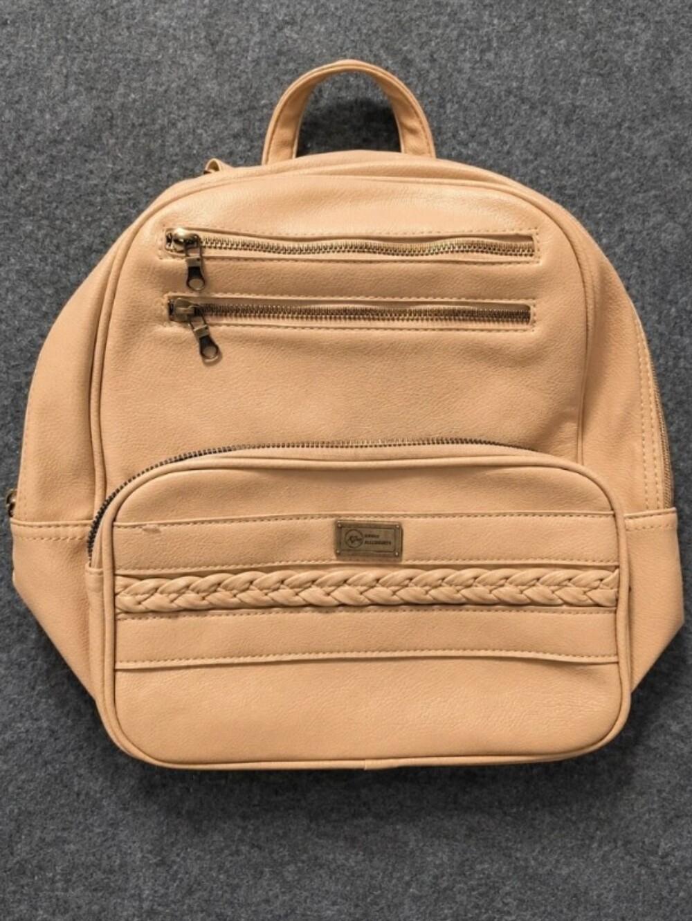 White Mountain Women's Tan Faux-Leather Backpack with Braided Accent